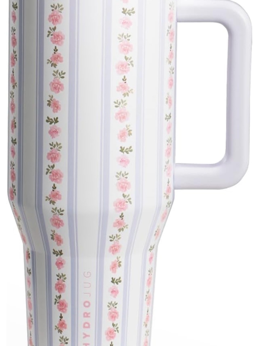 HydroJug 32 oz  White with Pink Floral Stripe Insulated Tumbler